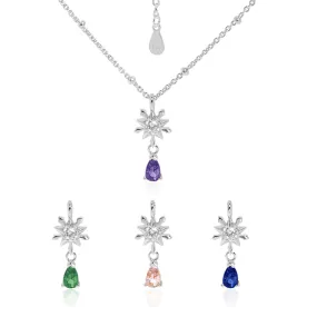 Elegant Snowflake Waterdrop CZ 925 Sterling Silver Necklace
