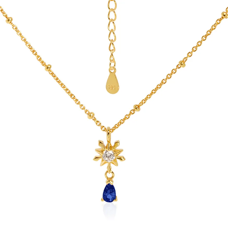 Elegant Snowflake Waterdrop CZ 925 Sterling Silver Necklace