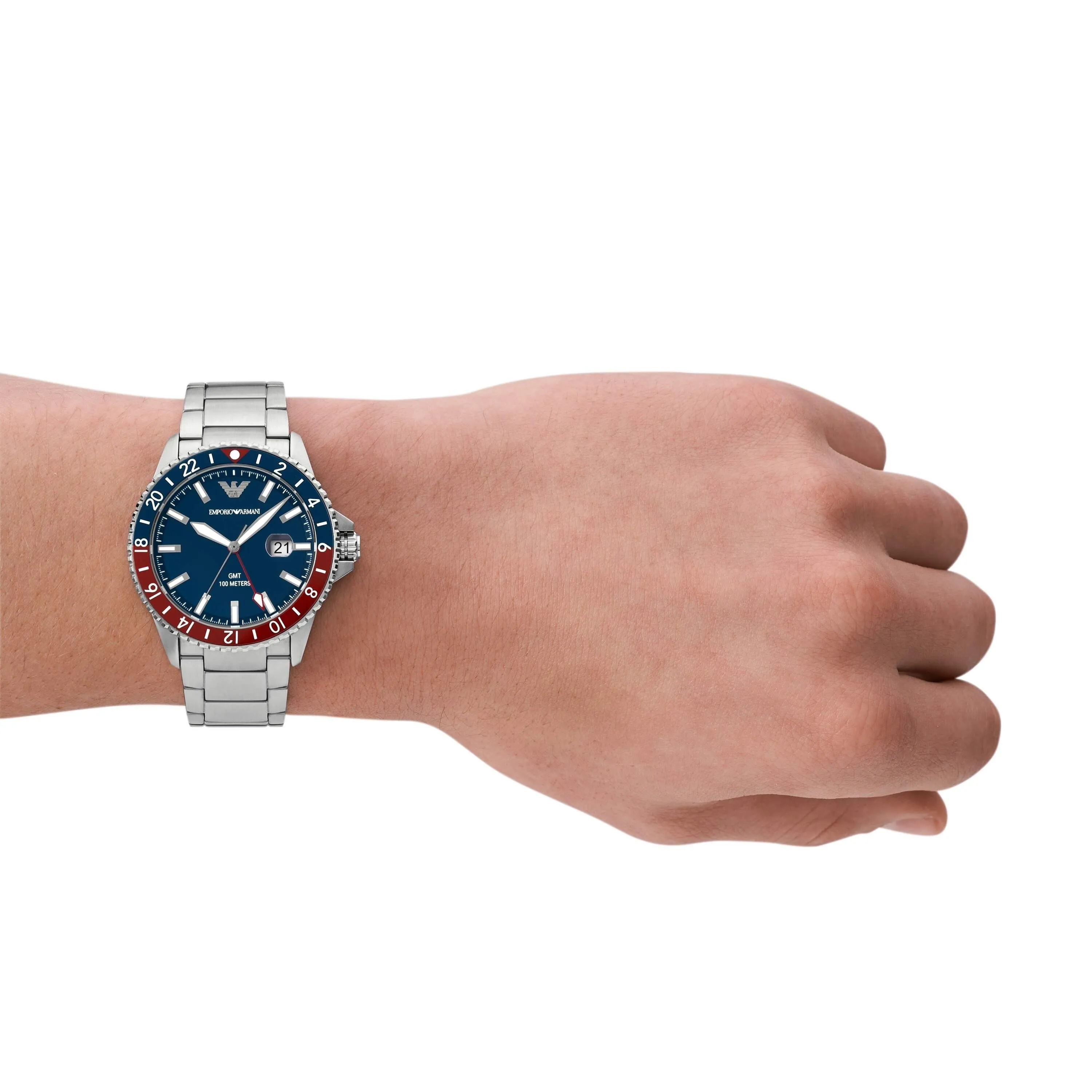 Emporio Armani Silver Tone Analogue Watch AR11590