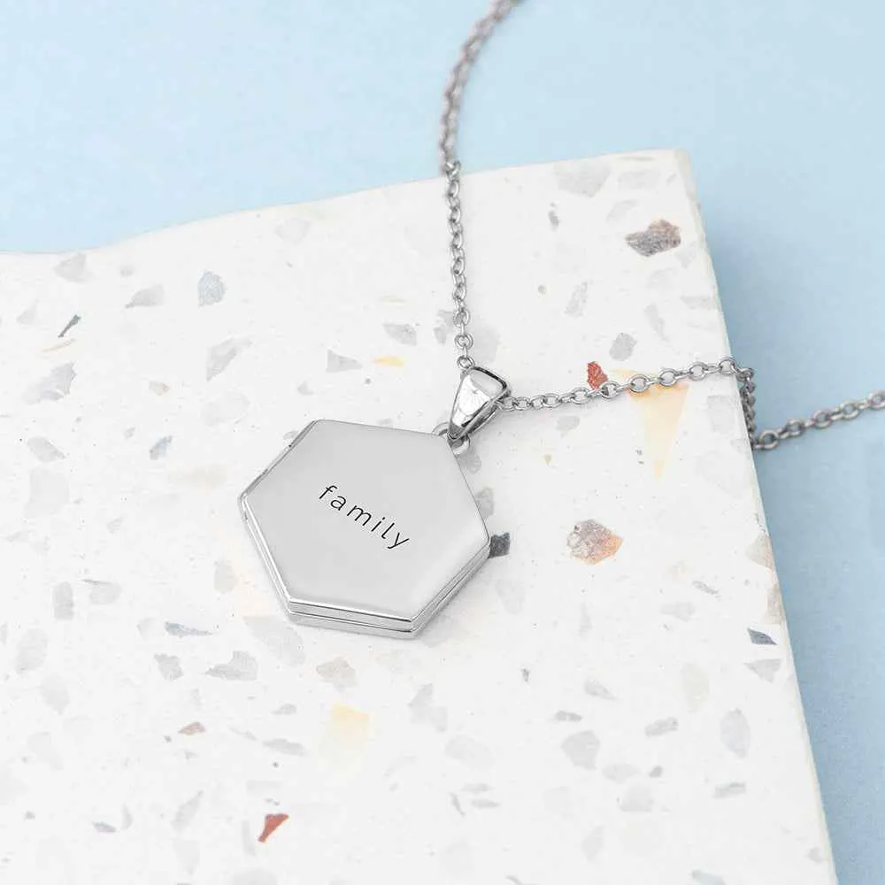 Engraved Hexagonal Photo Locket