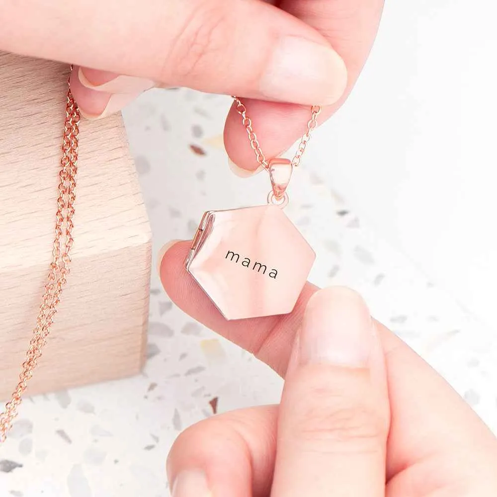 Engraved Hexagonal Photo Locket