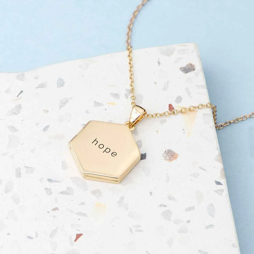 Engraved Hexagonal Photo Locket
