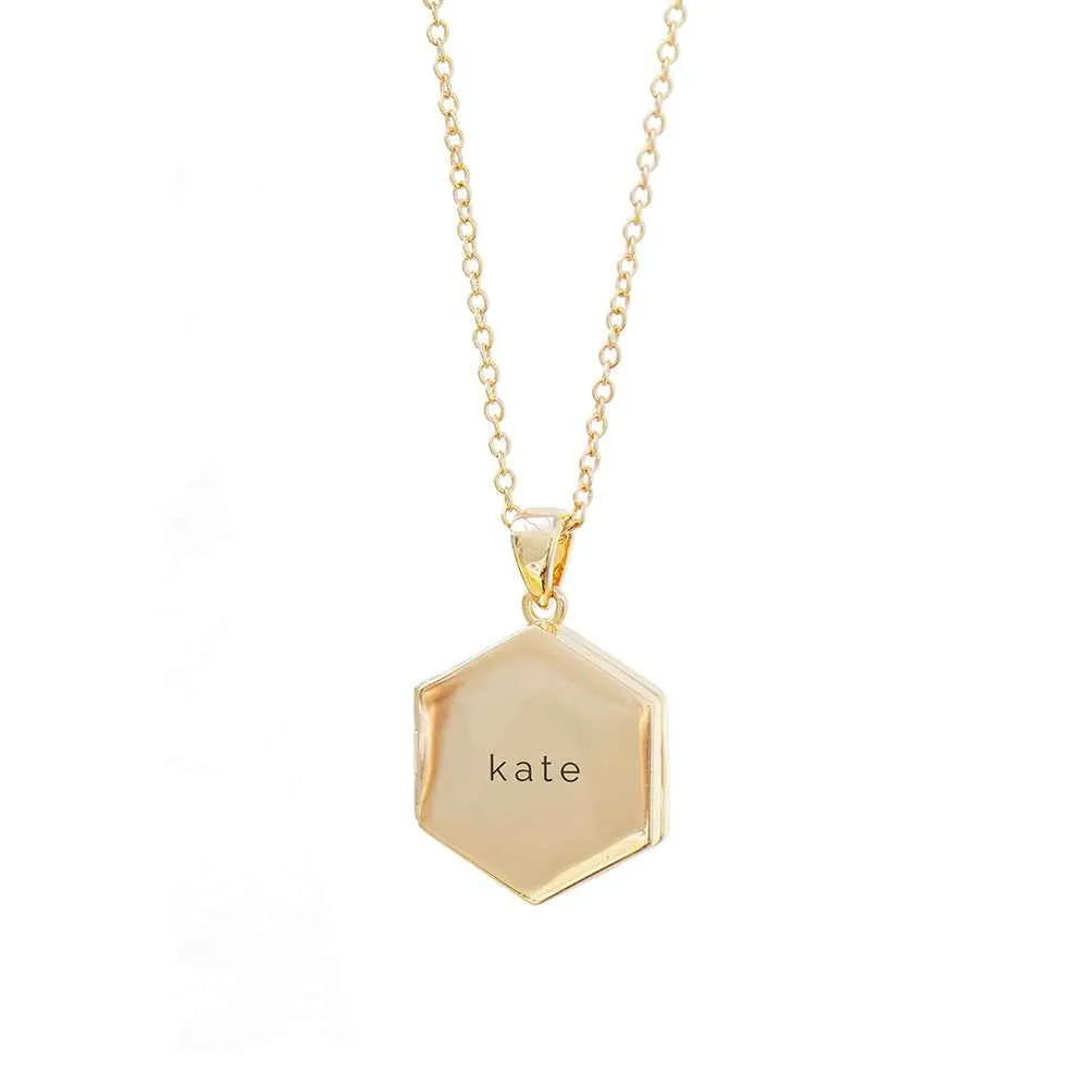 Engraved Hexagonal Photo Locket