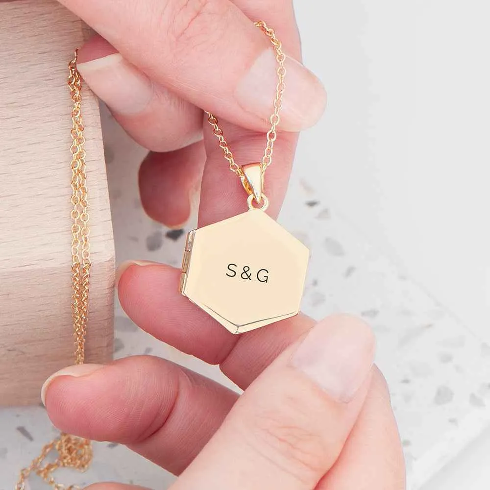 Engraved Hexagonal Photo Locket