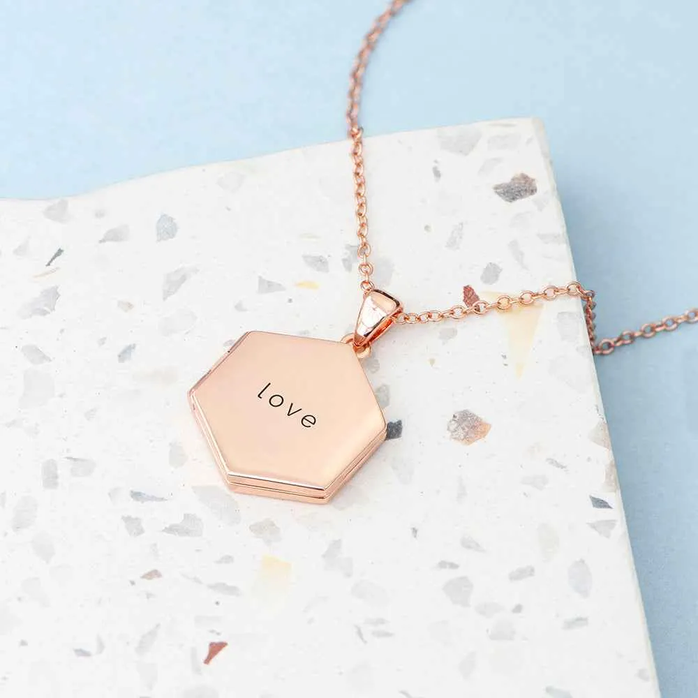 Engraved Hexagonal Photo Locket