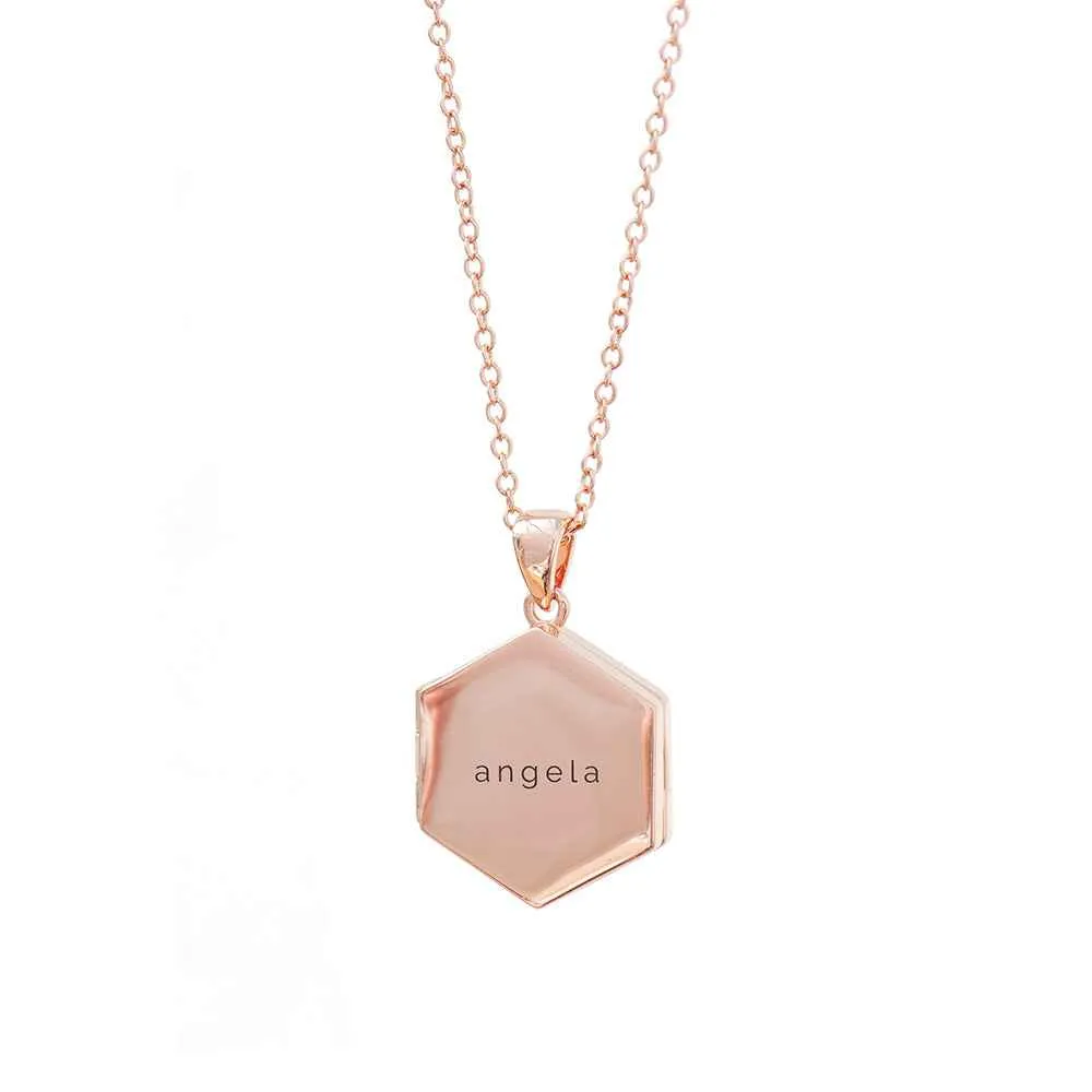 Engraved Hexagonal Photo Locket