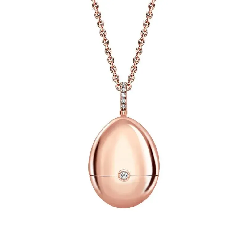 F18ct Rose Gold Diamond Emerald Ring Surprise Locket
