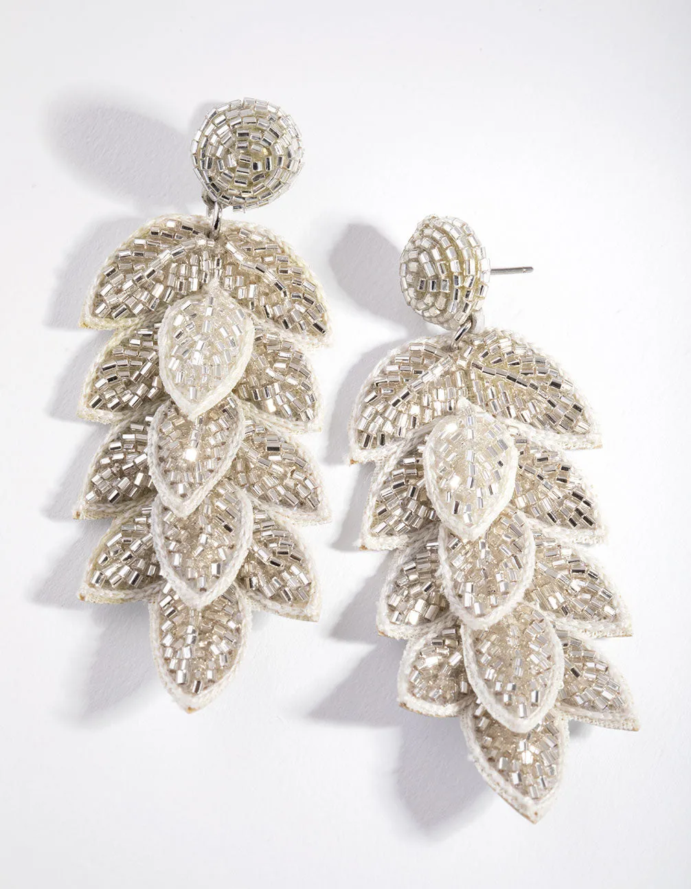 Fabric Layered Leaf Drop Earrings