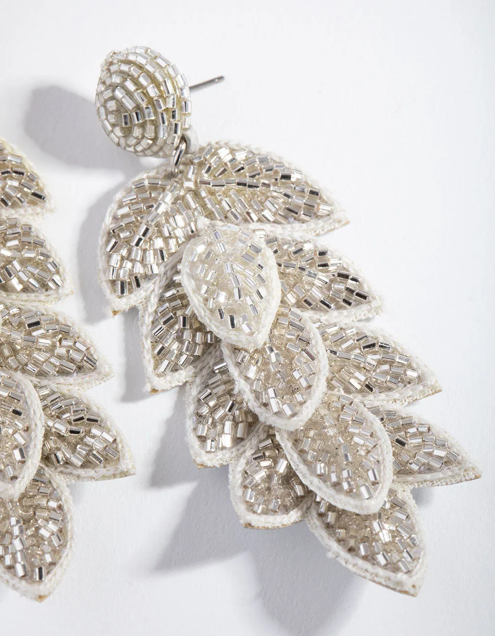 Fabric Layered Leaf Drop Earrings