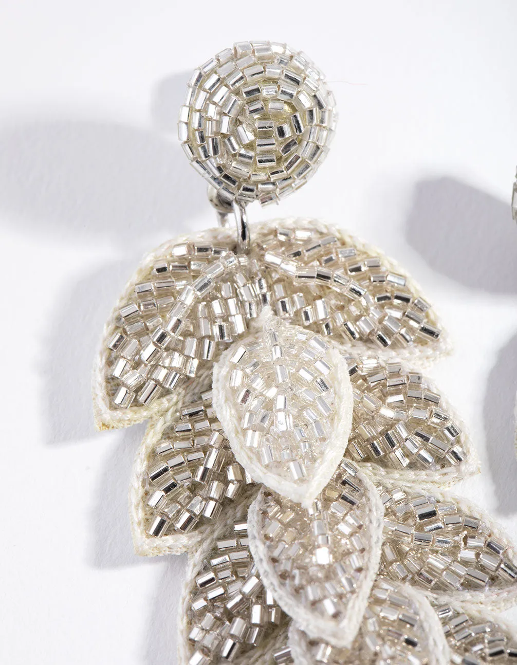 Fabric Layered Leaf Drop Earrings