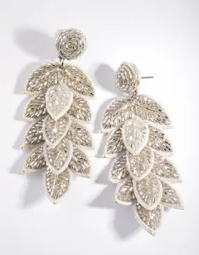 Fabric Layered Leaf Drop Earrings