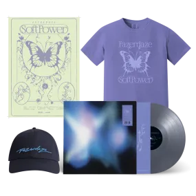 Fazerdaze / Soft Power LP Silver Vinyl, T-Shirt, Cap & Poster Bundle