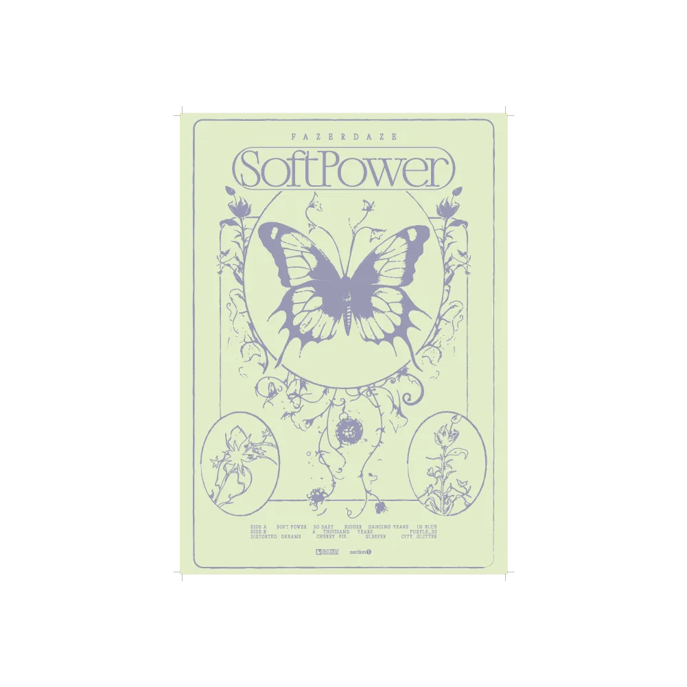 Fazerdaze / Soft Power LP Silver Vinyl, T-Shirt, Cap & Poster Bundle
