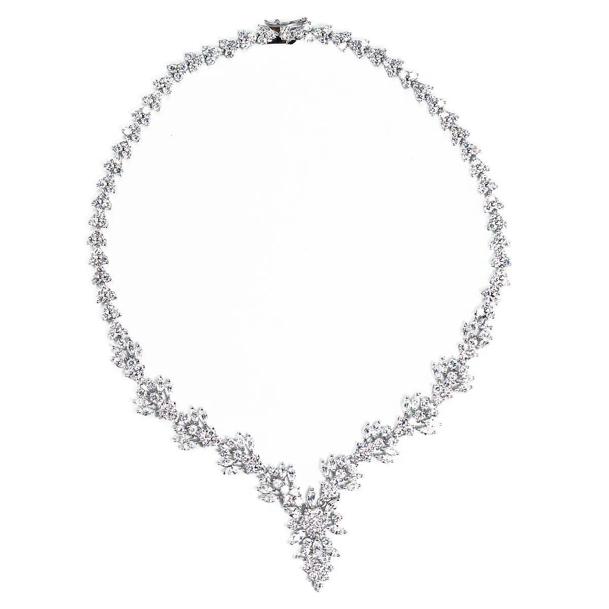 Ferida Floral Cubic Zirconia Statement Necklace and Earring Set