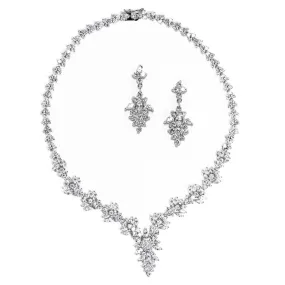 Ferida Floral Cubic Zirconia Statement Necklace and Earring Set