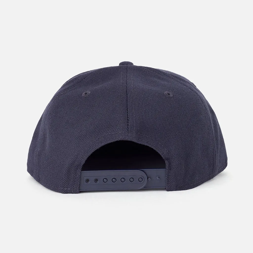 Flames Snapback Hat Navy