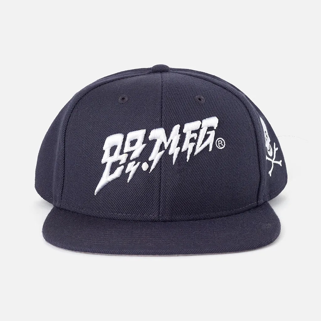 Flames Snapback Hat Navy
