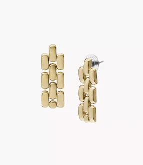 Fossil Arden Watch Links Gold-Tone Stainless Steel Drop Earrings JF04786710