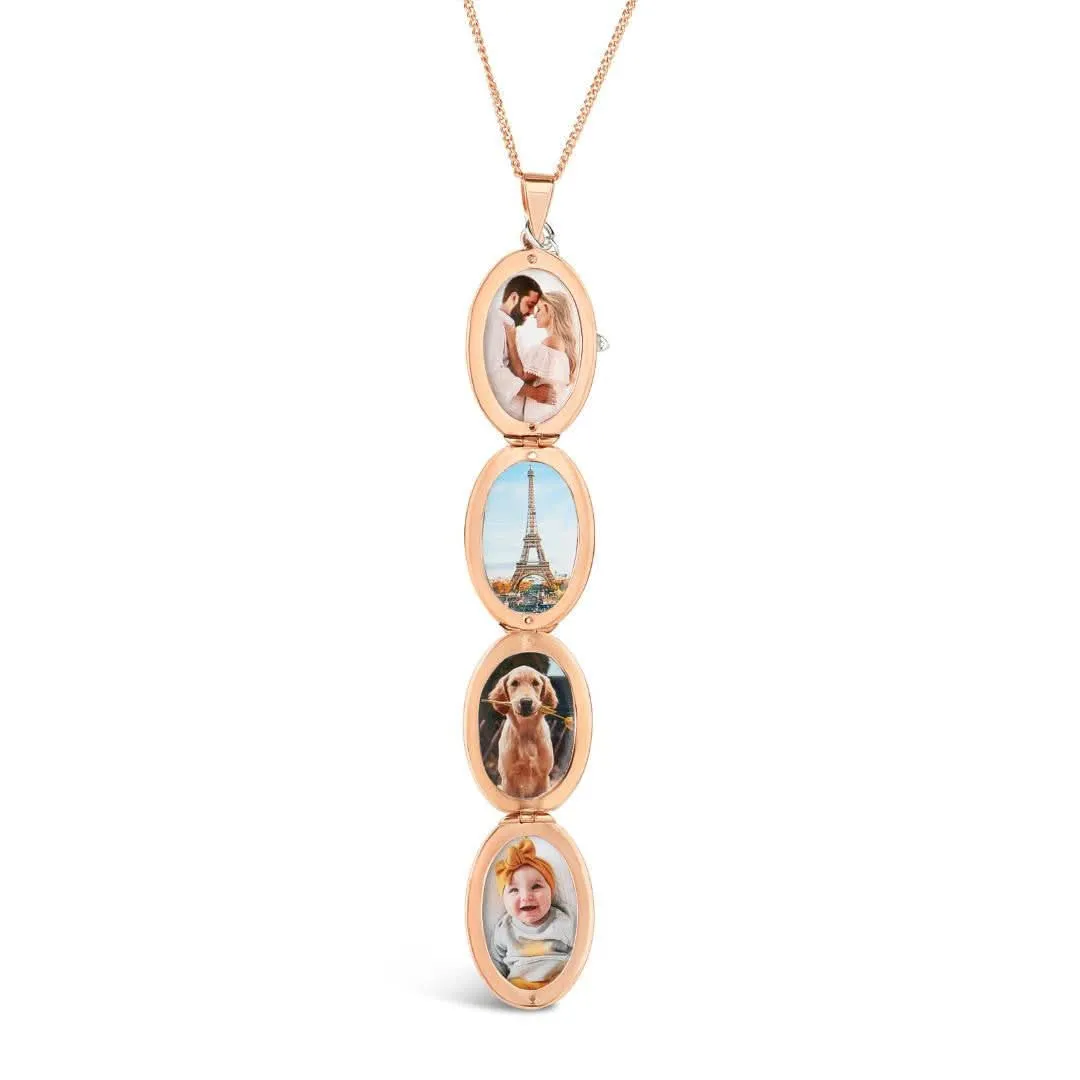 Four Photo Oval Butterfly Locket | Rose Gold