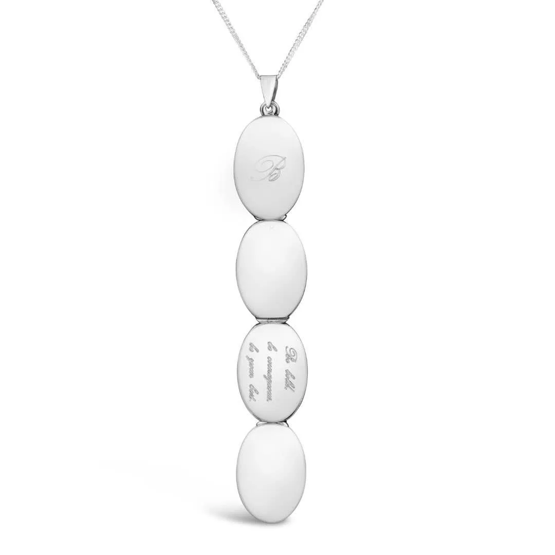 Four Photo Oval Butterfly Locket | White Gold