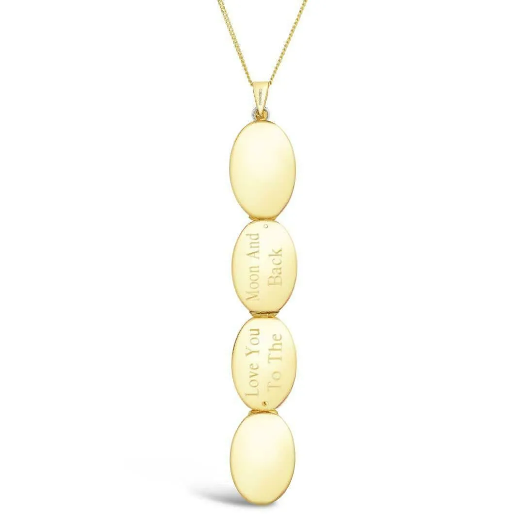 Four Picture Oval Locket | Gold