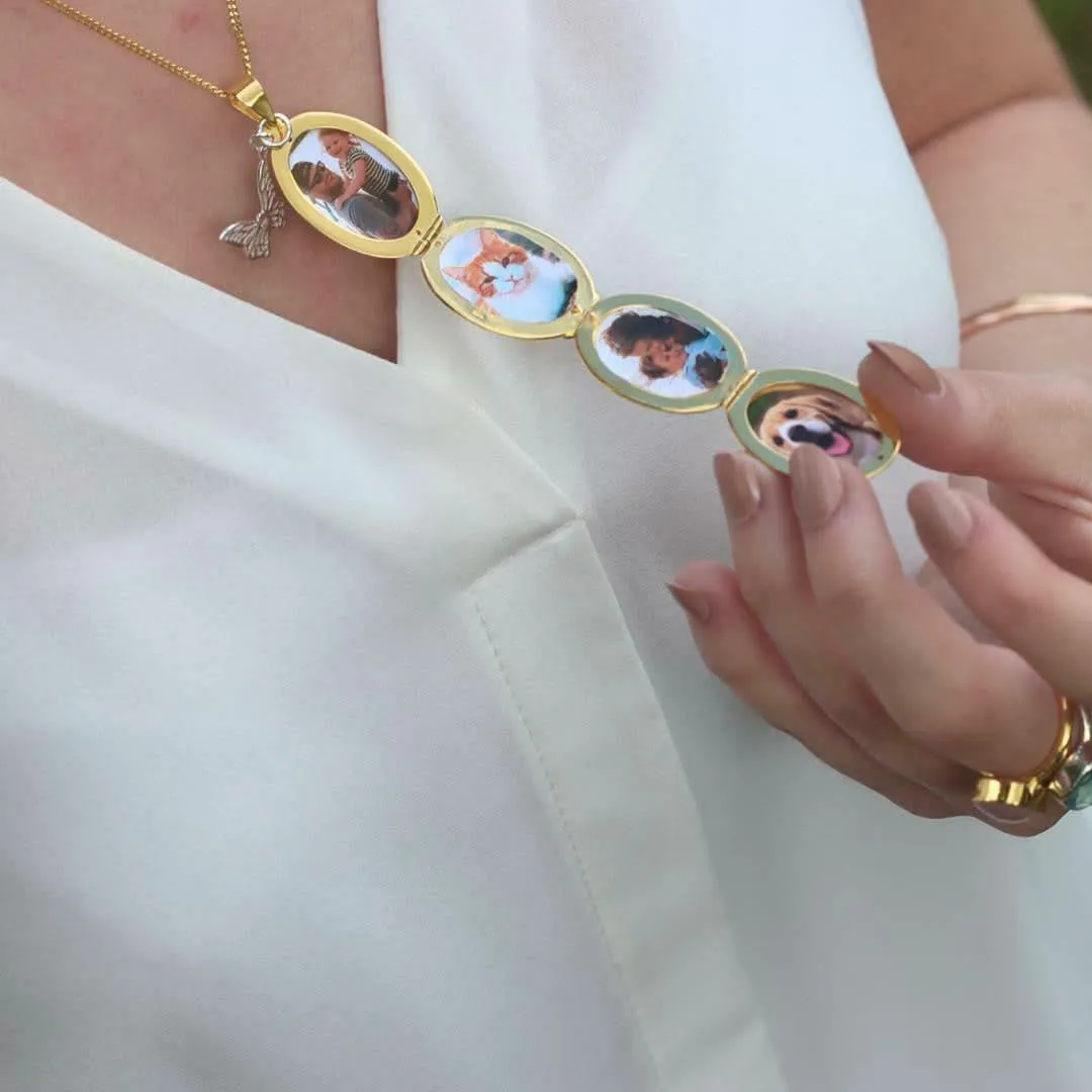 Four Picture Oval Locket | Gold
