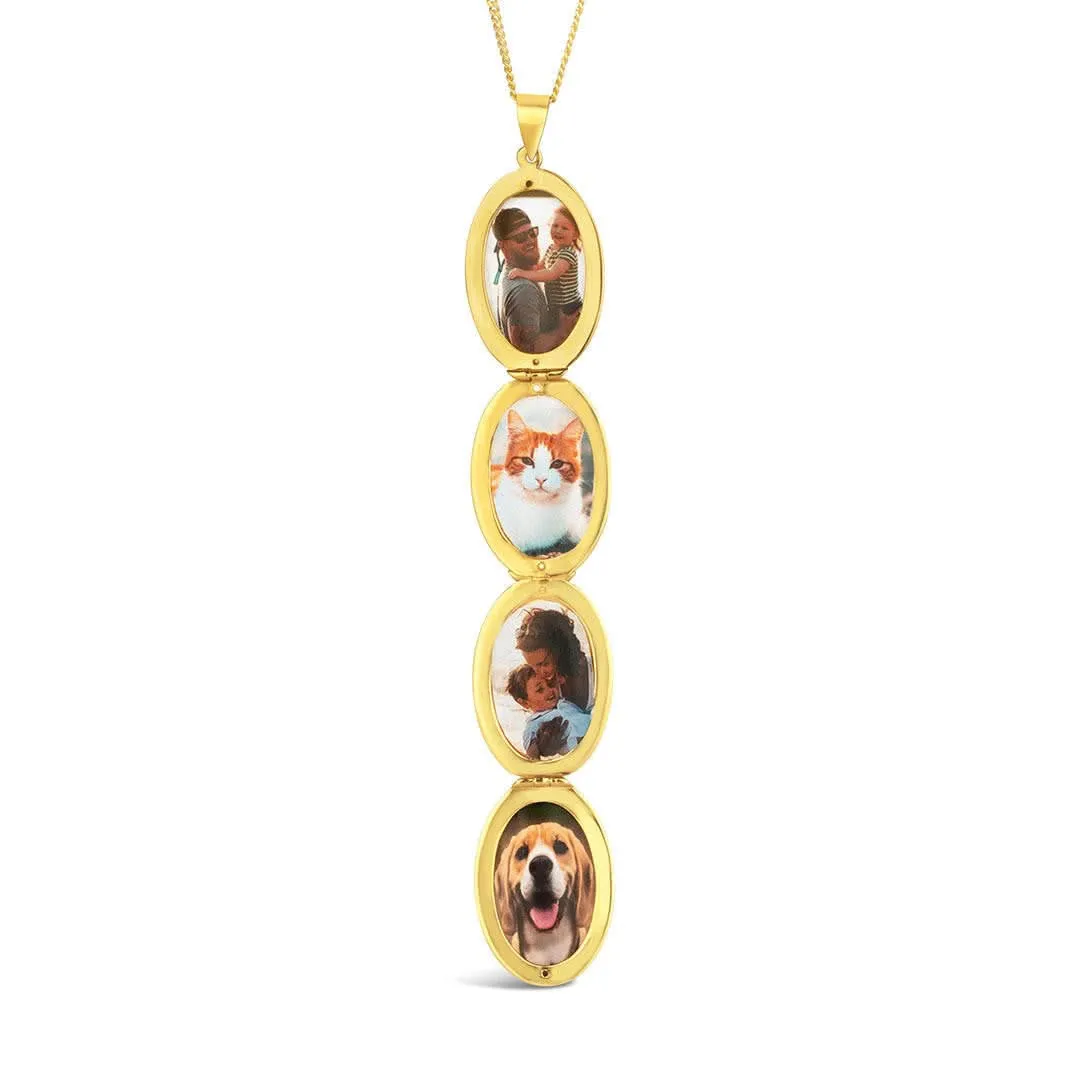 Four Picture Oval Locket | Gold