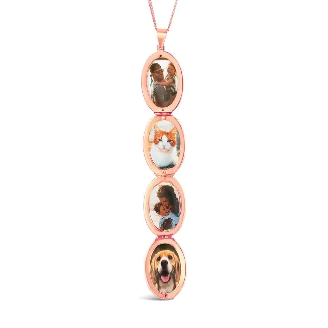 Four Picture Oval Locket | Rose Gold