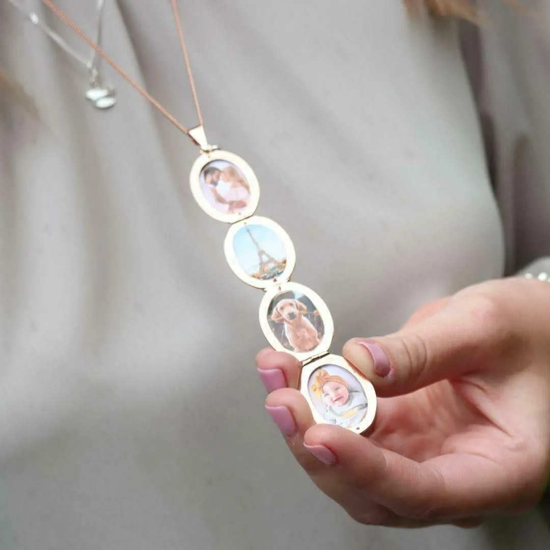 Four Picture Oval Locket | Rose Gold