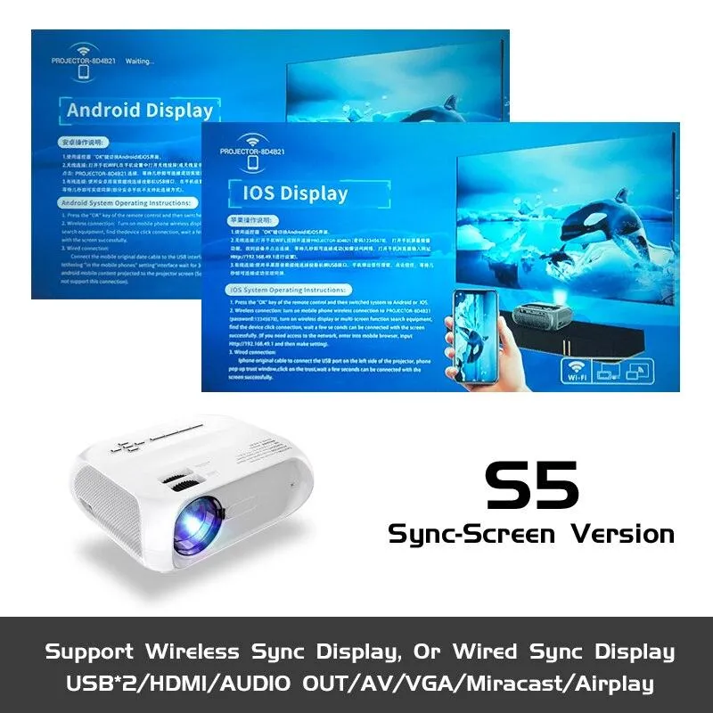 Full HD 1080p HDMI-compatible USB LED Portable Projector