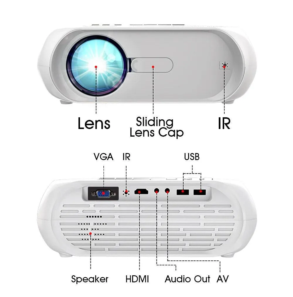 Full HD 1080p HDMI-compatible USB LED Portable Projector