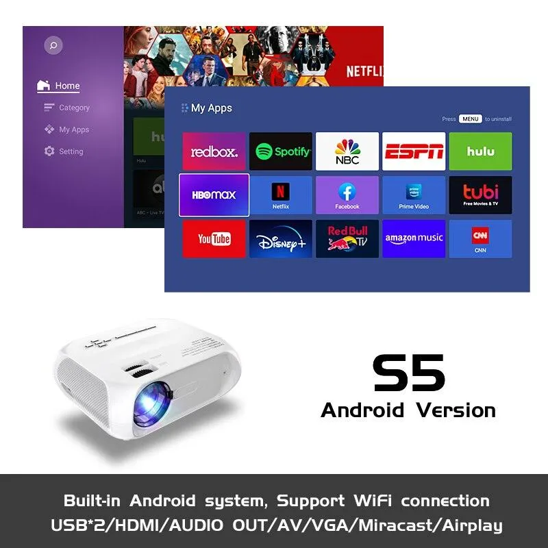 Full HD 1080p HDMI-compatible USB LED Portable Projector