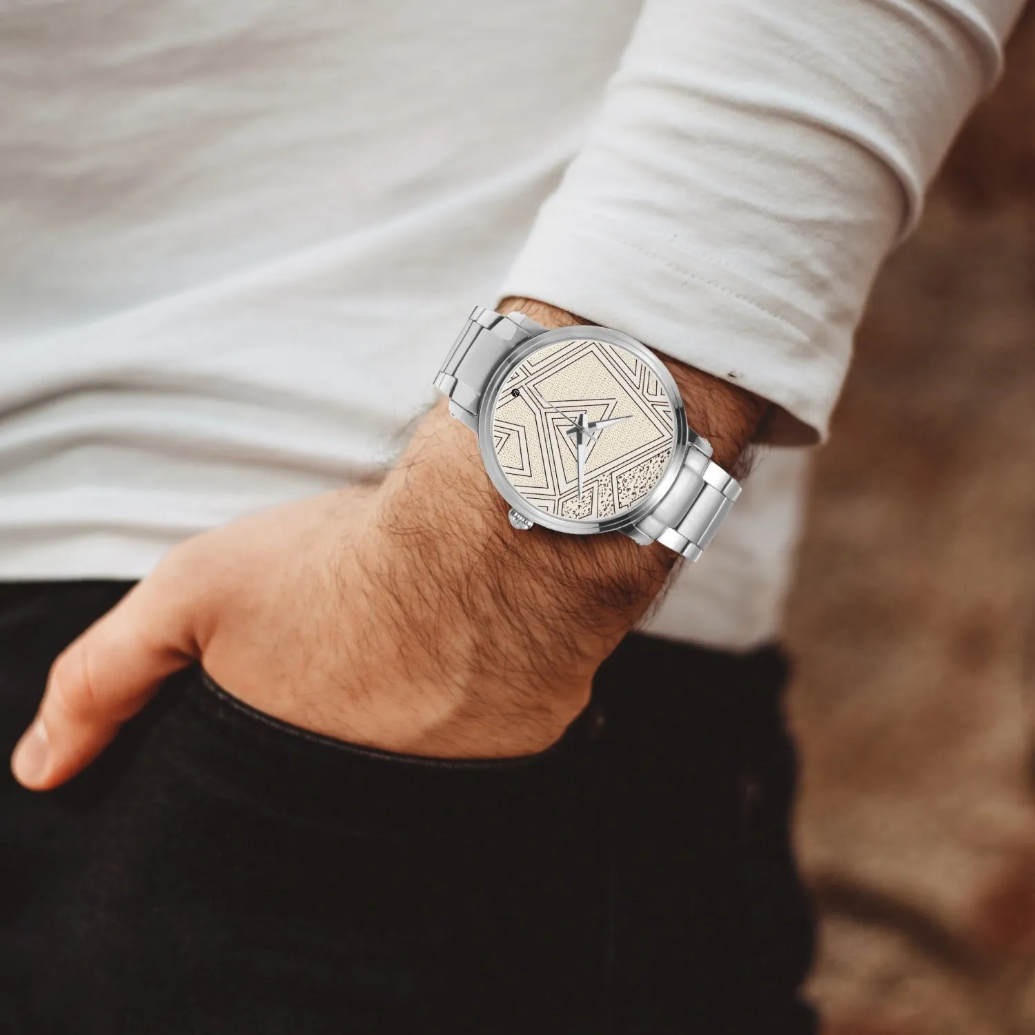 FZ African Print Steel Strap Automatic Watch