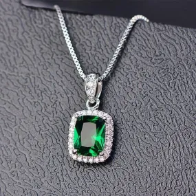 Geometric Cubic Zirconia Pendant Necklace Luxury Wedding Trend Jewelry