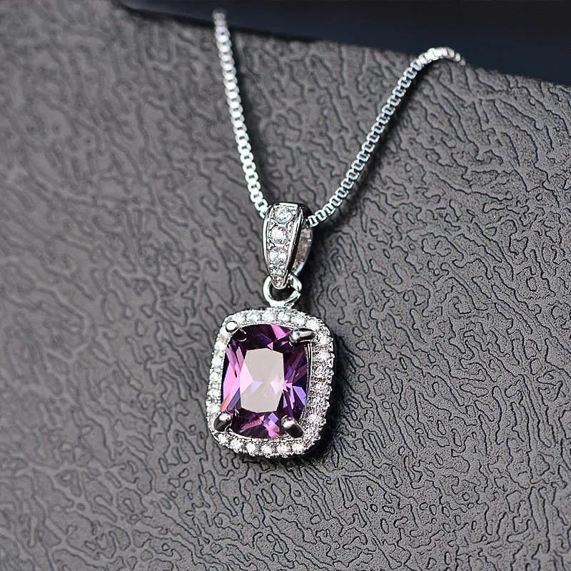 Geometric Cubic Zirconia Pendant Necklace Luxury Wedding Trend Jewelry