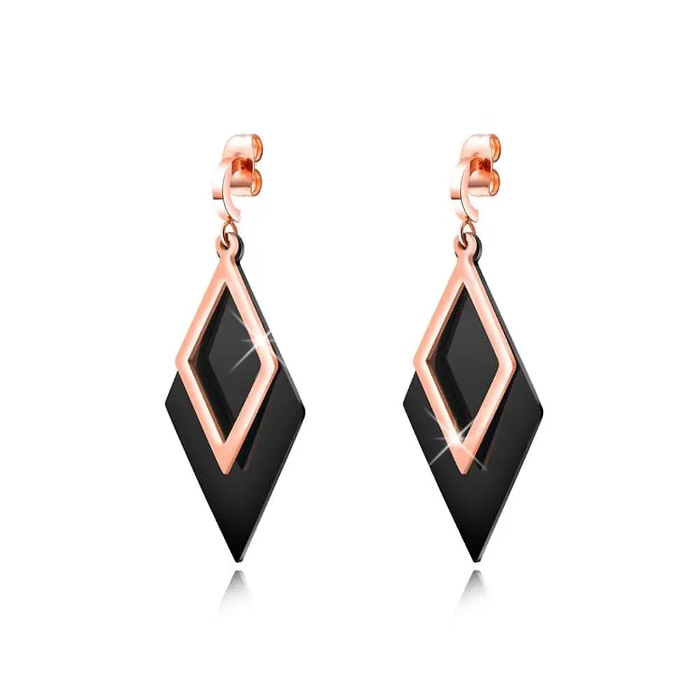 Geometric Diamond Dangle Earrings