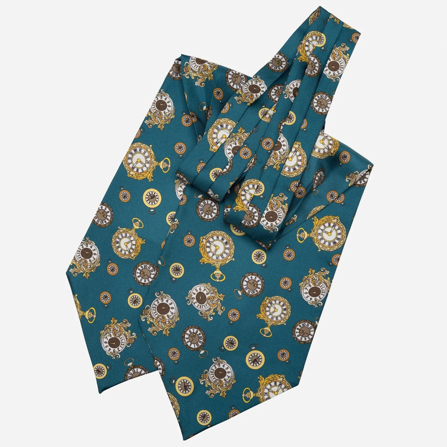 Gilded Keeper - Silk Ascot Cravat Tie - Petrol Blue