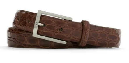 Glazed Crocodile Belt with Nickel Buckle