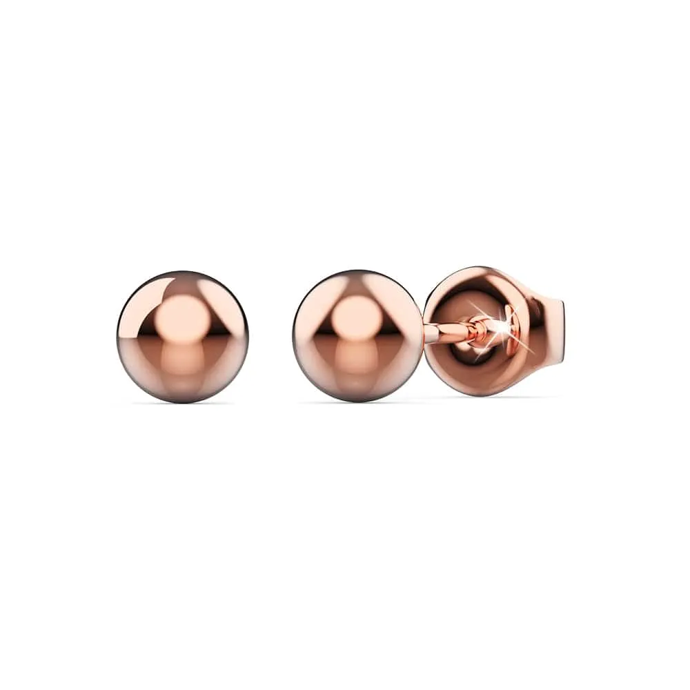 Glitter Ball Stud Rose Gold Layered Earrings 5mm