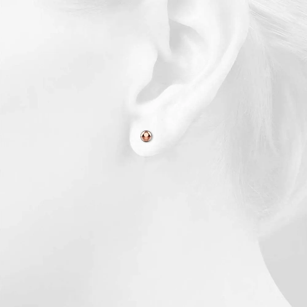 Glitter Ball Stud Rose Gold Layered Earrings 5mm