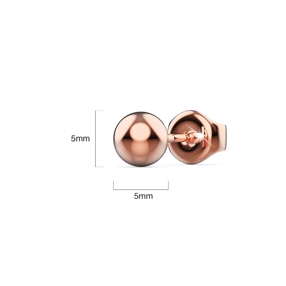 Glitter Ball Stud Rose Gold Layered Earrings 5mm