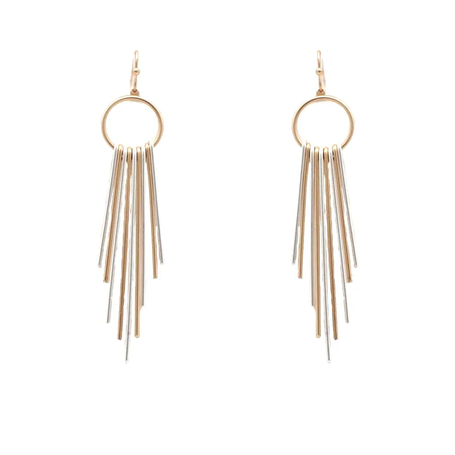 Gold & Silver Layered Bar Earring