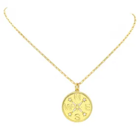 Gold Filled Cubic Zirconia Compass Pendant Necklace