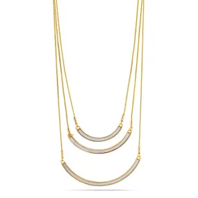 GOLD GLITTERING LAYERED  NECKLACES AND EARRING SET #SQ4946NE (RA7)