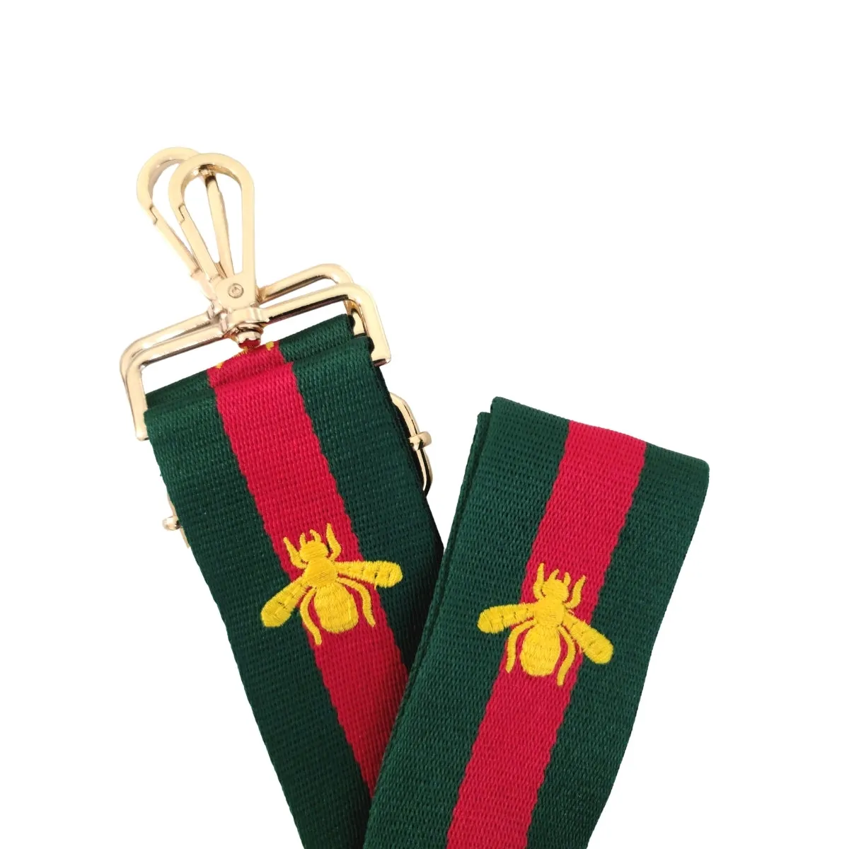 Green Designer Stripe Bee Bag Strap