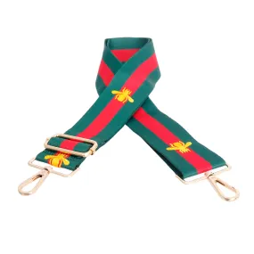 Green Designer Stripe Bee Bag Strap