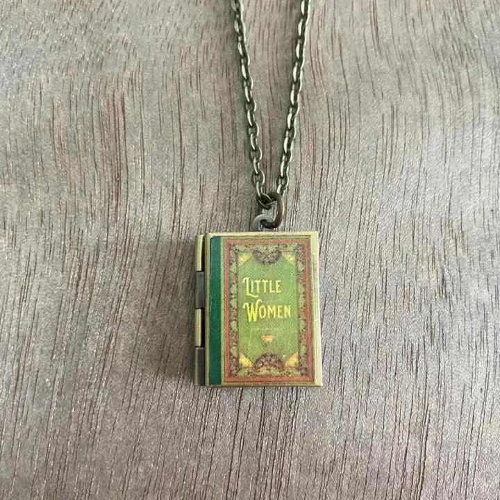 Green Filagree Little Women Book Locket Necklace by Marshall and Rose