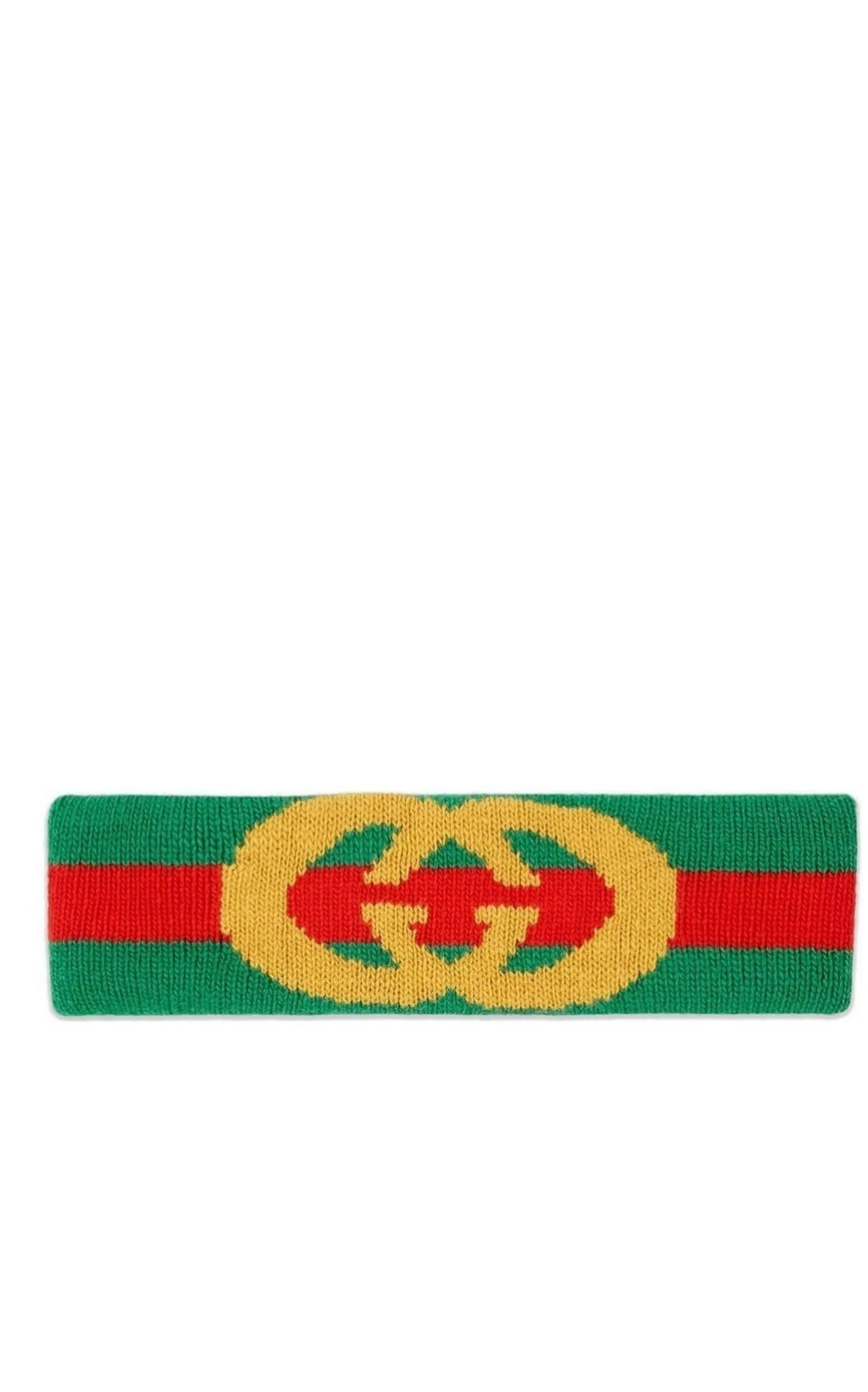 Green Web Wool Headband Interlocking G
