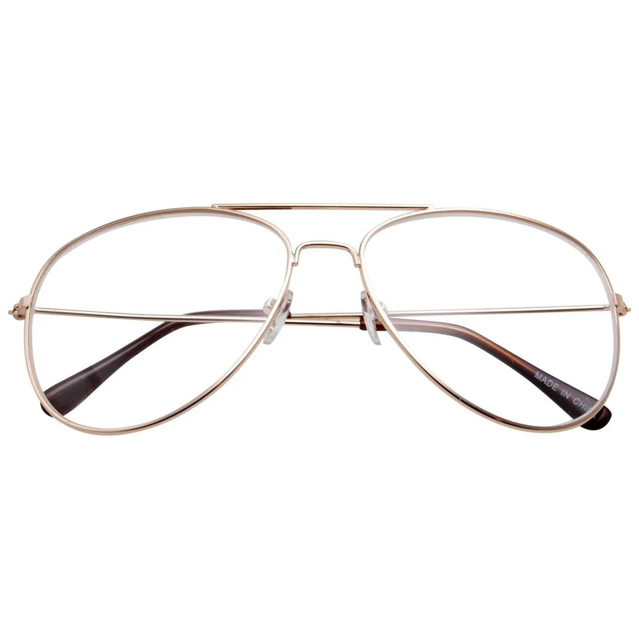 grinderPUNCH Aviator Clear Lens Glasses Non-Prescription, Dwight Schrute Glasses, Napoleon Dynamite Glasses Weird Al Glasses Elvis Glasses