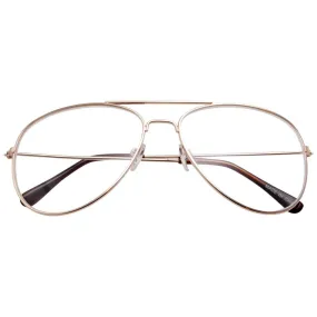 grinderPUNCH Aviator Clear Lens Glasses Non-Prescription, Dwight Schrute Glasses, Napoleon Dynamite Glasses Weird Al Glasses Elvis Glasses